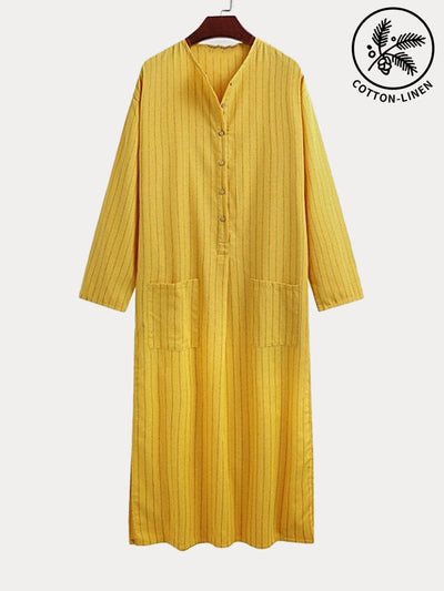 Cozy Cotton Linen Stripe Casual Robe Robe coofandystore 