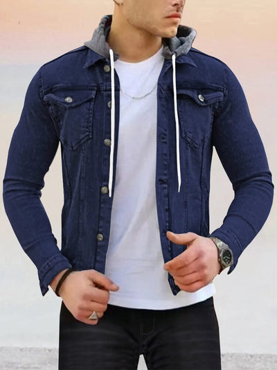 Casual Stretchy Hooded Jacket Jackets coofandystore Navy Blue M 