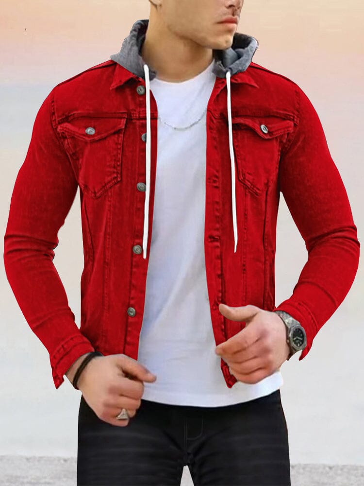 Casual Stretchy Hooded Jacket Jackets coofandystore Red M 