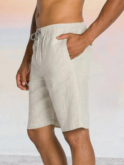 Cotton Linen Drawstring Beach Shorts Shorts coofandystore 