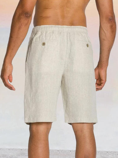 Cotton Linen Drawstring Beach Shorts Shorts coofandystore 