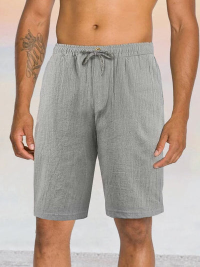 Cotton Linen Drawstring Beach Shorts Shorts coofandystore Grey S 