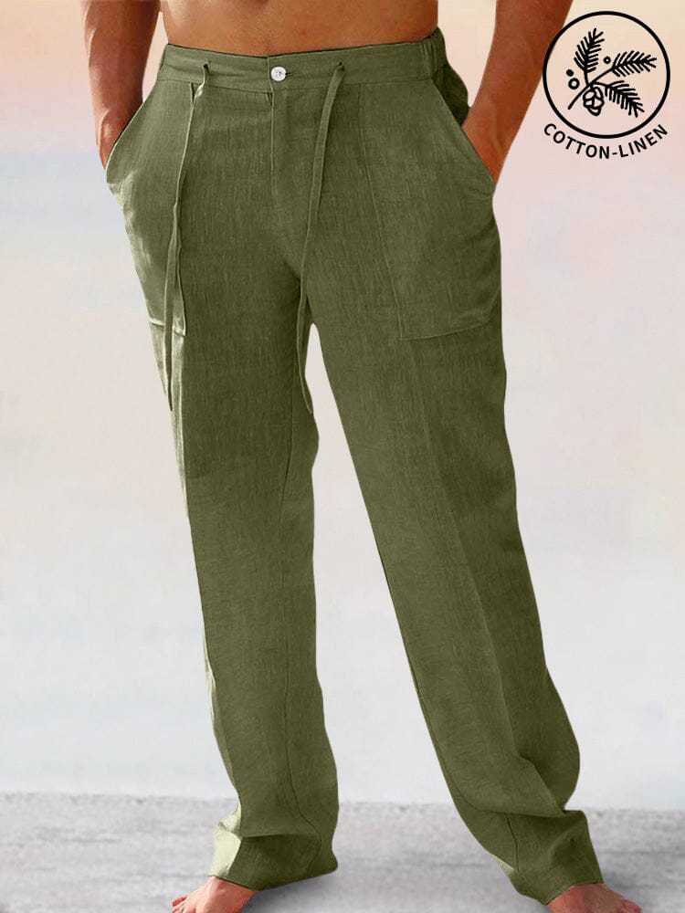 Casual Cotton Linen Pants Pants coofandystore Green M 