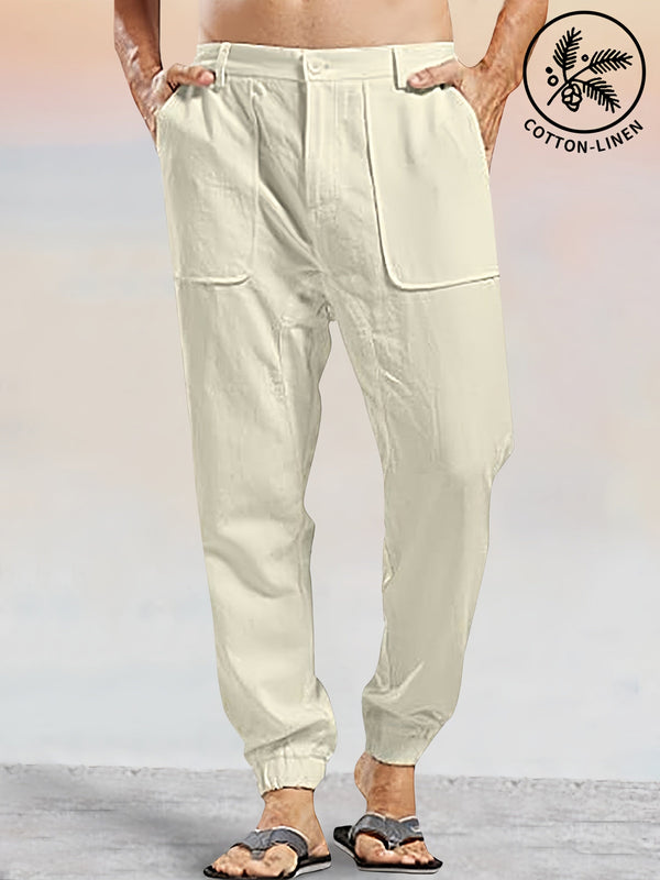 Casual Linen Style Pants With Pockets Pants coofandystore Cream S 