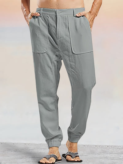 Casual Linen Style Pants With Pockets Pants coofandystore Grey S 