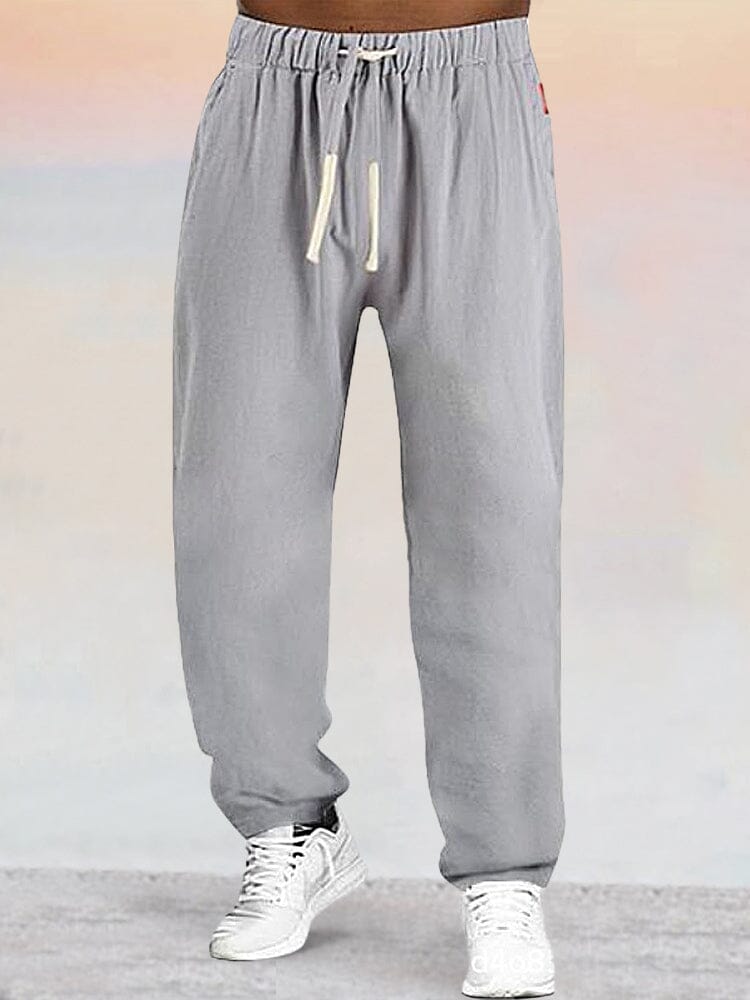 Cotton Linen Drawstring Sport Pants Pants coofandystore Grey M 