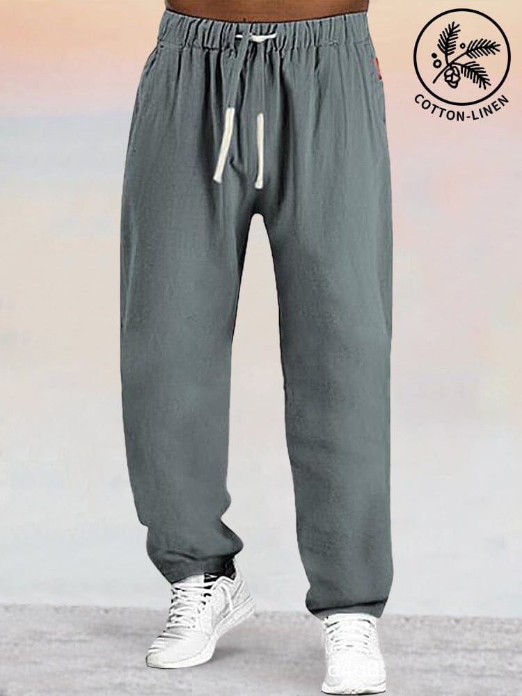 Cotton Linen Drawstring Sport Pants Pants coofandystore Green M 