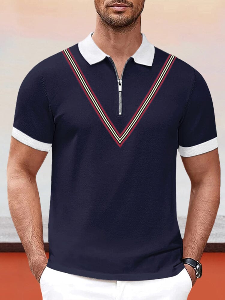 Casual Zipper Short Sleeve Polo Shirt Shirts & Polos coofandystore Black S 
