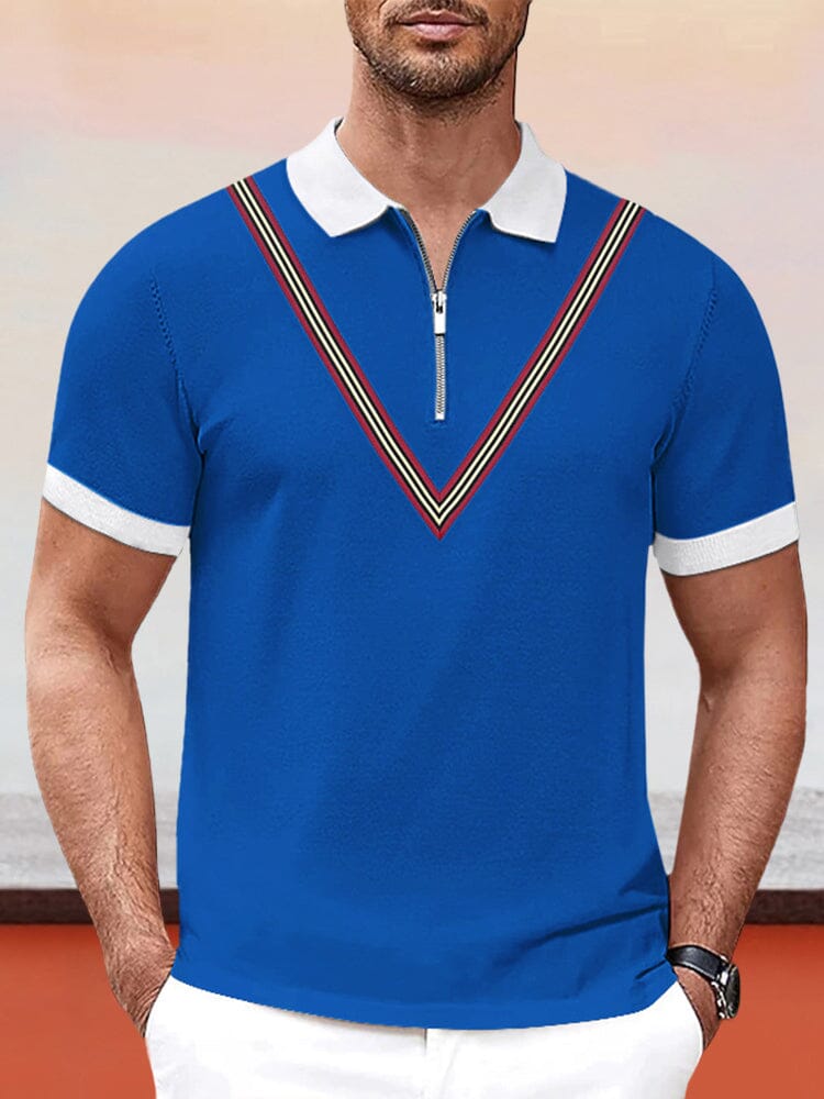 Casual Zipper Short Sleeve Polo Shirt Shirts & Polos coofandystore Sky Blue S 