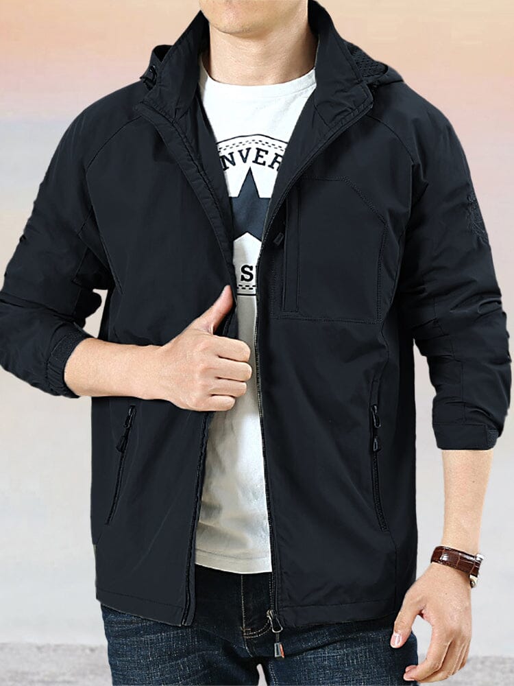 Casual Breathable Outdoor Hooded Jacket Jackets coofandystore Black M 