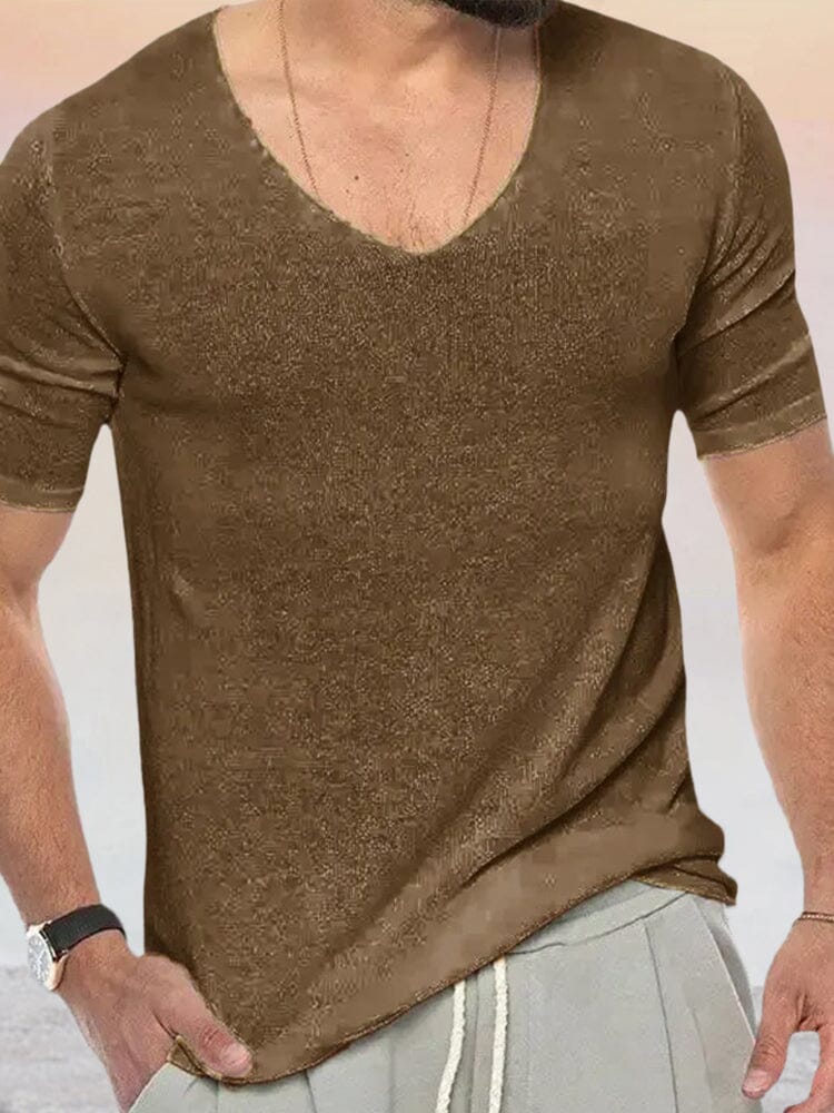Short Sleeve Slim Fit T-shirt T-Shirt coofandystore Brown M 