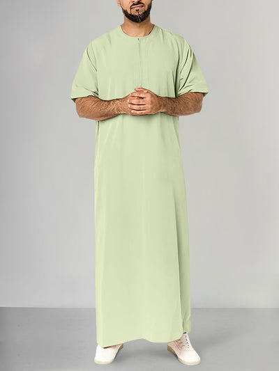 Casual Solid Color Short Sleeve Robe Robe coofandystore Green S 