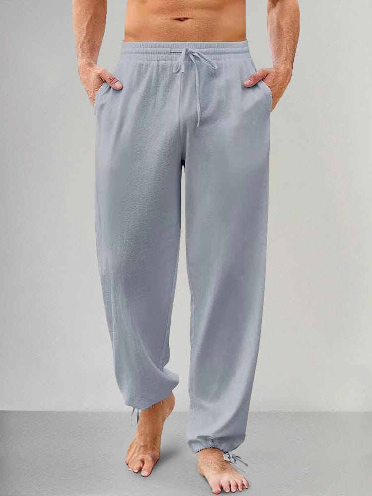 Casual Linen Style Elastic Waist Pants Pants coofandystore Grey S 