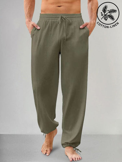 Casual Linen Style Elastic Waist Pants Pants coofandystore Green S 