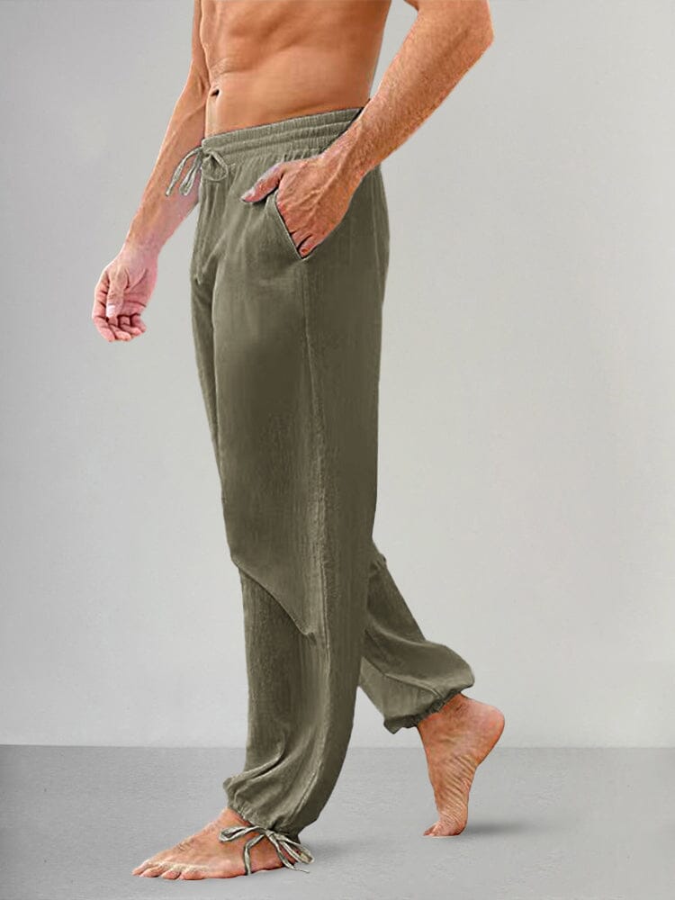 Casual Linen Style Elastic Waist Pants Pants coofandystore 
