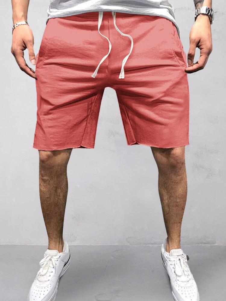 Cotton Elastic Waist Sports Shorts Shorts coofandystore Light Red S 