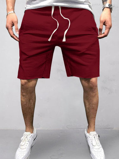Cotton Elastic Waist Sports Shorts Shorts coofandystore Dark Red S 