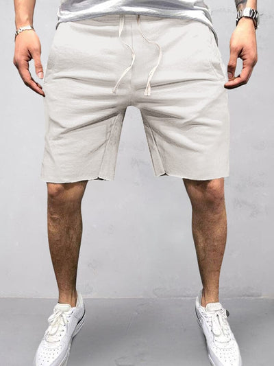 Cotton Elastic Waist Sports Shorts Shorts coofandystore White S 