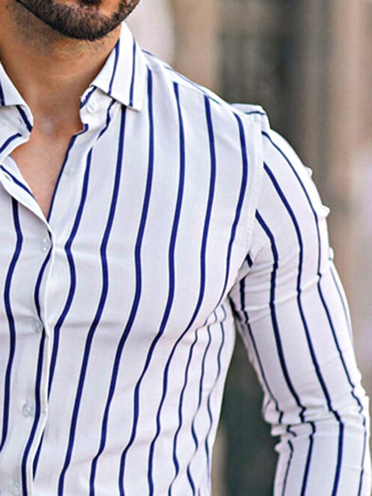 Classic Striped Slim Fit Button Shirt Shirts coofandy 