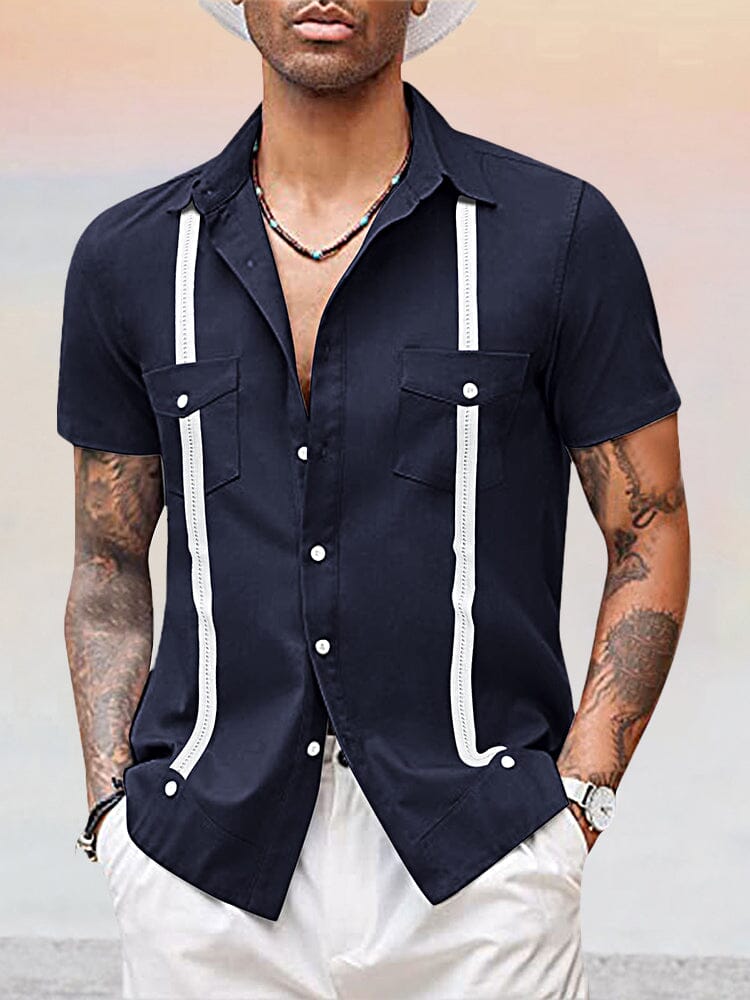 Stylish Short Sleeves Holiday Beach Shirt Shirts coofandy Deep Blue S 