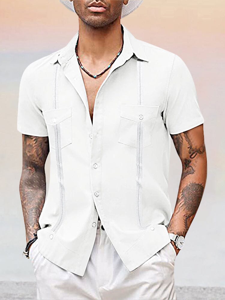 Stylish Short Sleeves Holiday Beach Shirt Shirts coofandy White S 