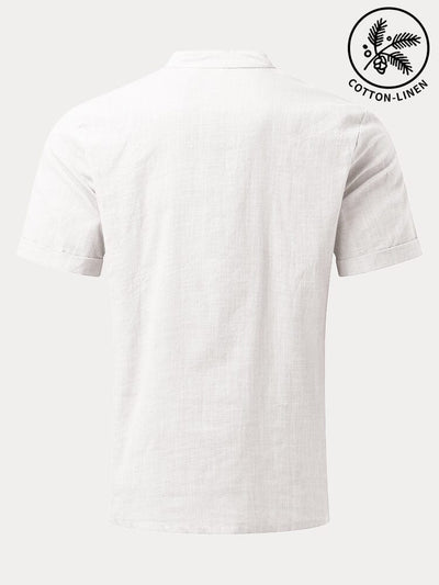 Casual Stand Collar Unique Button Cotton Linen Shirt Shirts coofandy 
