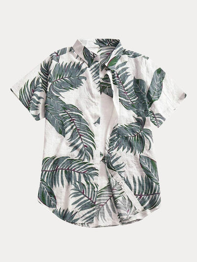 Cotton Printed Short Sleeves Beach Shirt Shirts coofandystore Grey S 