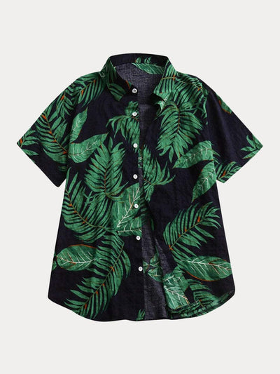 Cotton Printed Short Sleeves Beach Shirt Shirts coofandystore Green S 