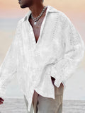 Stylish Pure Cotton Hollow Lace Shirt Shirts coofandy White S 