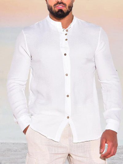 Cotton Linen Slim Fit Button Shirt Shirts coofandystore 