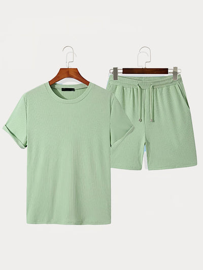 Casual Solid Color Short Sleeve Set Sets coofandystore 