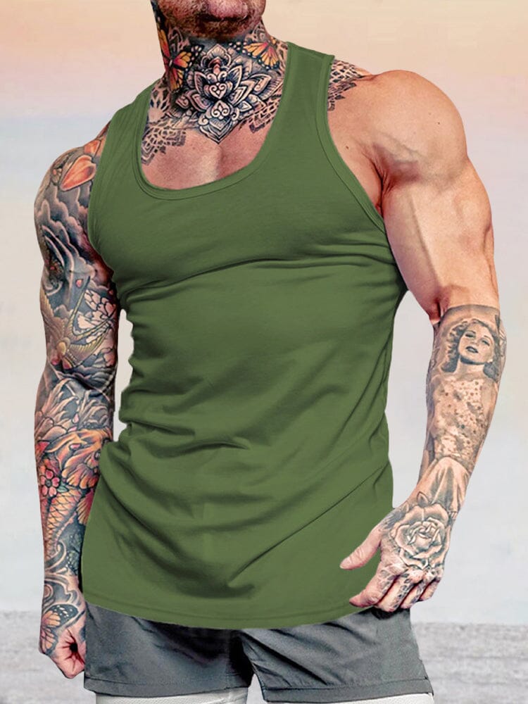 Gym Workout Tank Top Tank Tops coofandystore Green M 