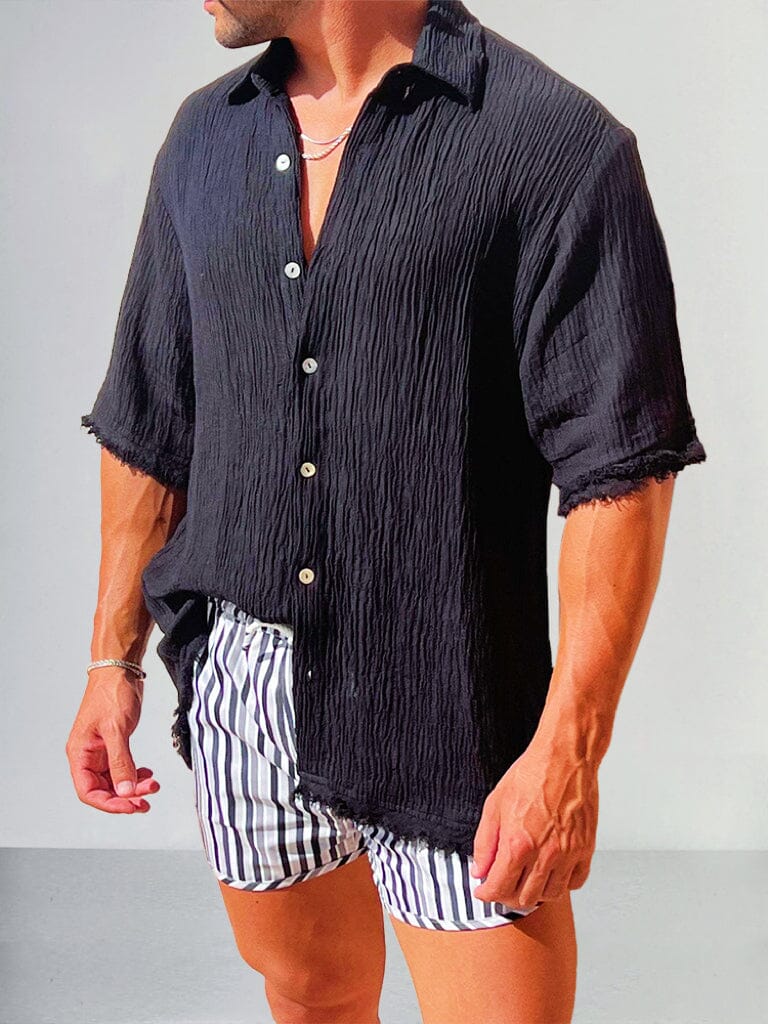 Cotton linen Button Short Sleeves Shirt Shirts coofandystore 