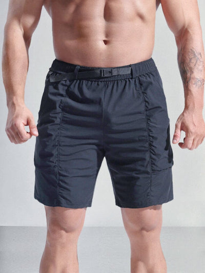 Lightweight Elastic Waist Gym Shorts Shorts coofandystore Black M 
