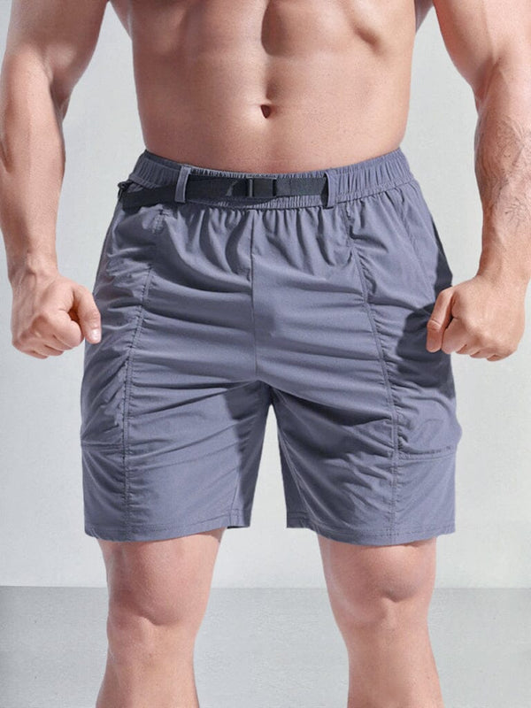 Lightweight Elastic Waist Gym Shorts Shorts coofandystore Grey M 