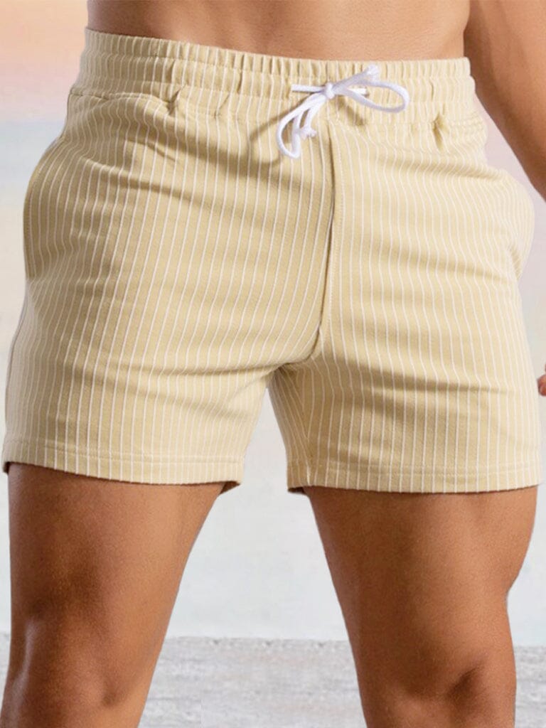 Casual Cotton Striped Beach Shorts Shorts coofandystore Cream S 