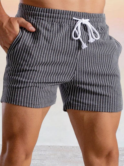 Casual Cotton Striped Beach Shorts Shorts coofandystore Dark Grey S 
