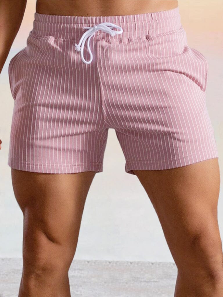 Casual Cotton Striped Beach Shorts Shorts coofandystore Pink S 