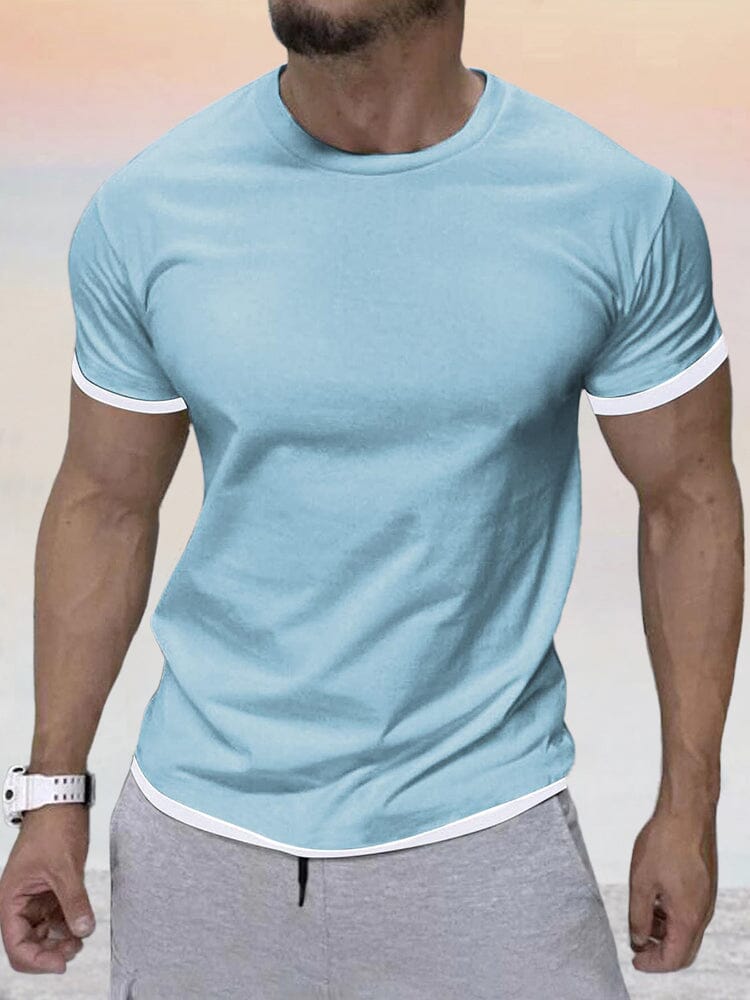 Round Neck Short Sleeve T-shirt T-Shirt coofandystore Blue M 