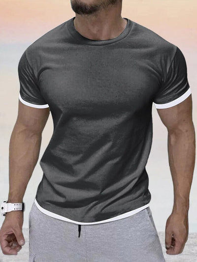 Round Neck Short Sleeve T-shirt T-Shirt coofandystore Dark Grey M 
