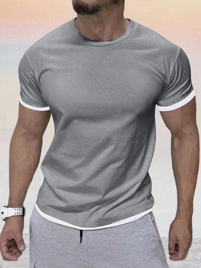 Round Neck Short Sleeve T-shirt T-Shirt coofandystore Light Grey M 