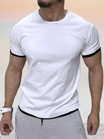 Round Neck Short Sleeve T-shirt T-Shirt coofandystore White M 
