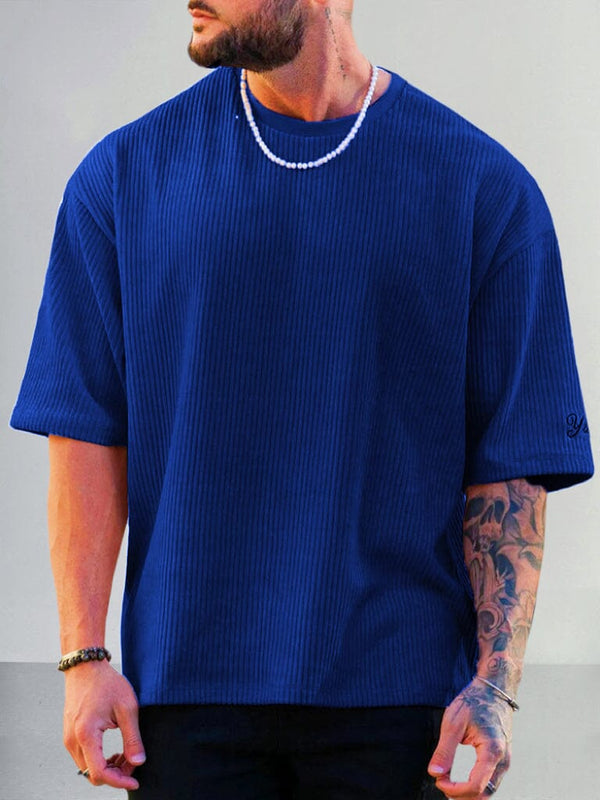 Casual Fleece Corduroy T-Shirt T-Shirt coofandystore Blue M 