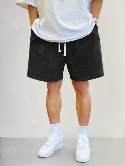 Casual Cotton Solid Color Shorts Shorts coofandystore Black M 