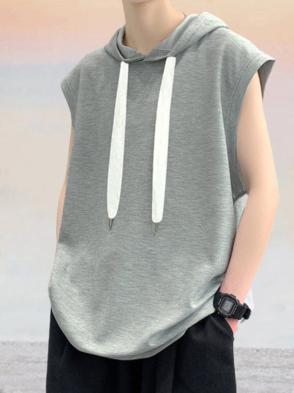 Loose Fit Hooded Sports Tank Top Tank Tops coofandy Light Grey M 