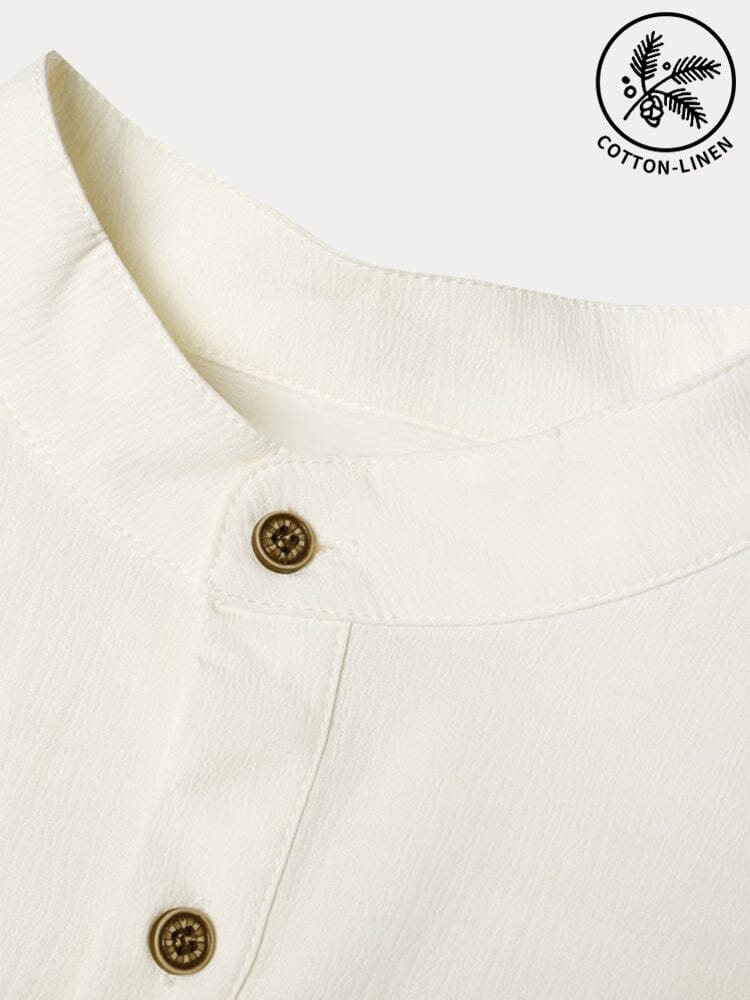 Premium Stand Collar Cotton Linen Shirt Shirts coofandy 