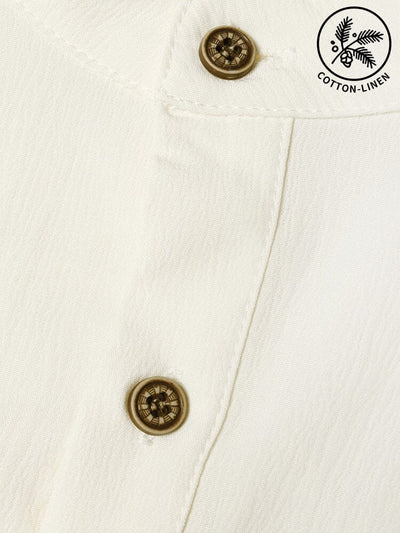 Premium Stand Collar Cotton Linen Shirt Shirts coofandy 