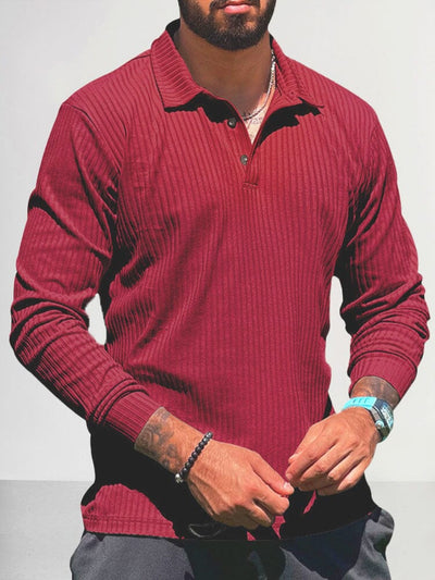 Breathable Stretchy Knitted Polo Shirt Polos coofandystore Red S 
