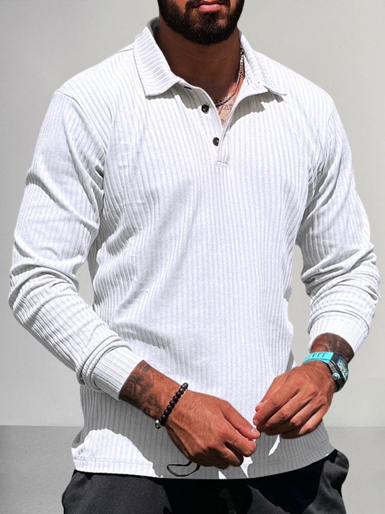 Breathable Stretchy Knitted Polo Shirt Polos coofandystore White S 