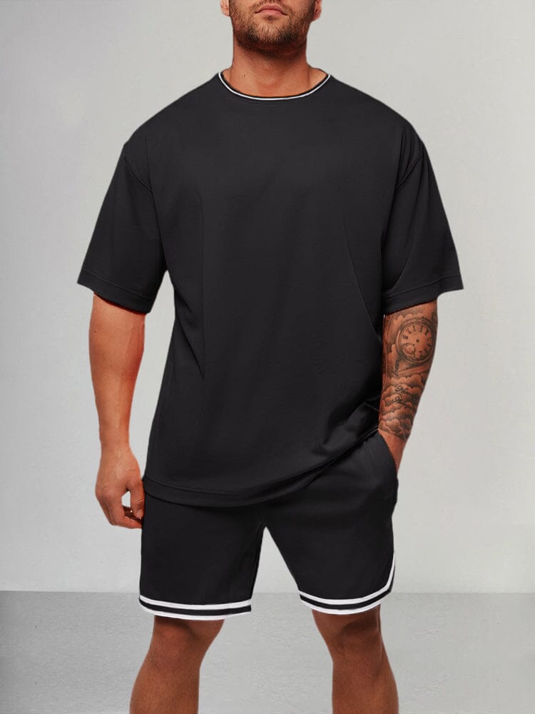 Cozy Stretchy Sport T-shirt Sets Sports Set coofandystore Black M 